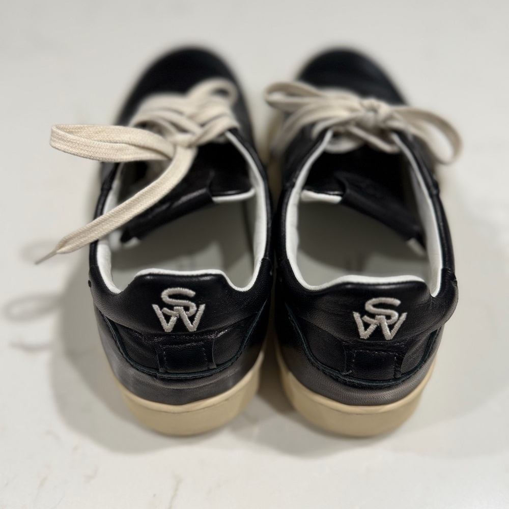 Stuart Weitzman Black and Cream Women's Leather Sneakers - Picture 4 of 8